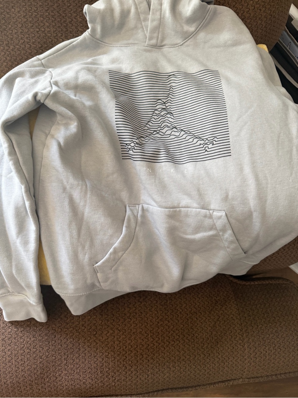 Jordan Kids Light Gray Hoodie with Black Wave Graphic